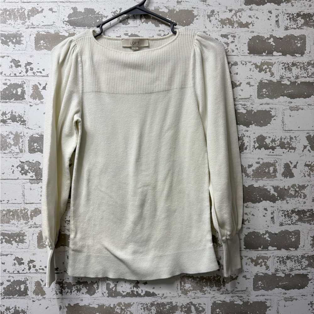 LOFT Cream Ribbed Women's Sweatshirt